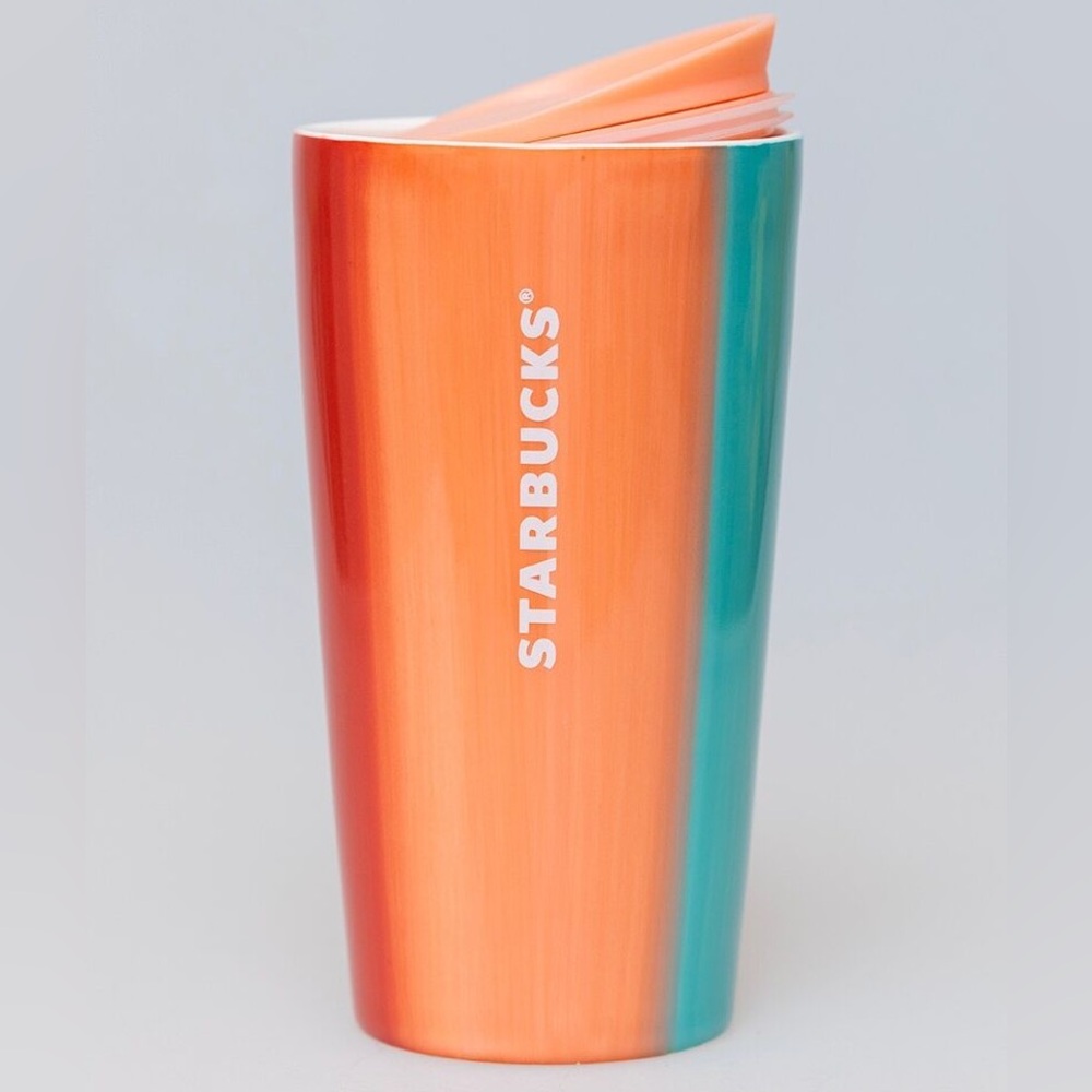 🆕Starbucks Ceramic SUMMER TEAL ORANGE RED OMBRE 12oz BRAND NEW